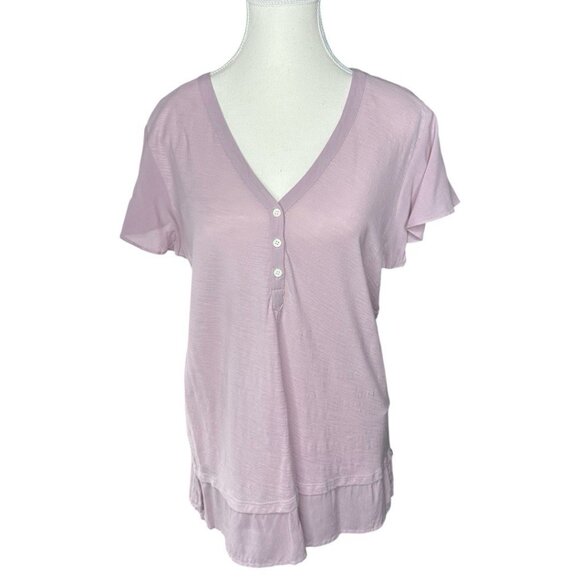 Vince Camuto Women's NWT Lilac Monet Lily Mystic Blooms Flutter Sleeve Top M/C38 - Picture 1 of 14